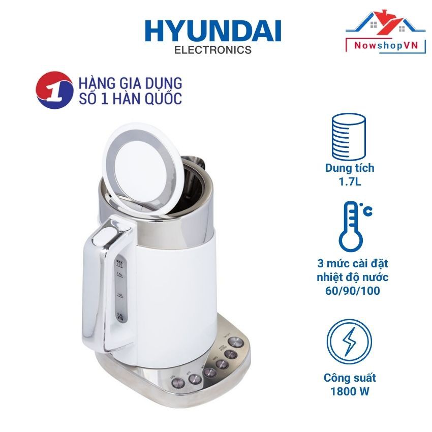 Ấm đun nước siêu Tốc HYUNDAI HDE 5000  - Hàng Chính Hãng - Bảo hành 12 tháng