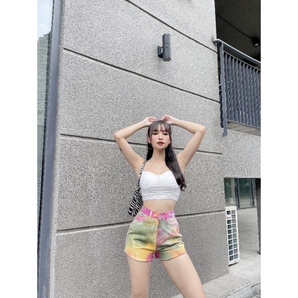 Quần short loang màu xanh hồng siêu hot