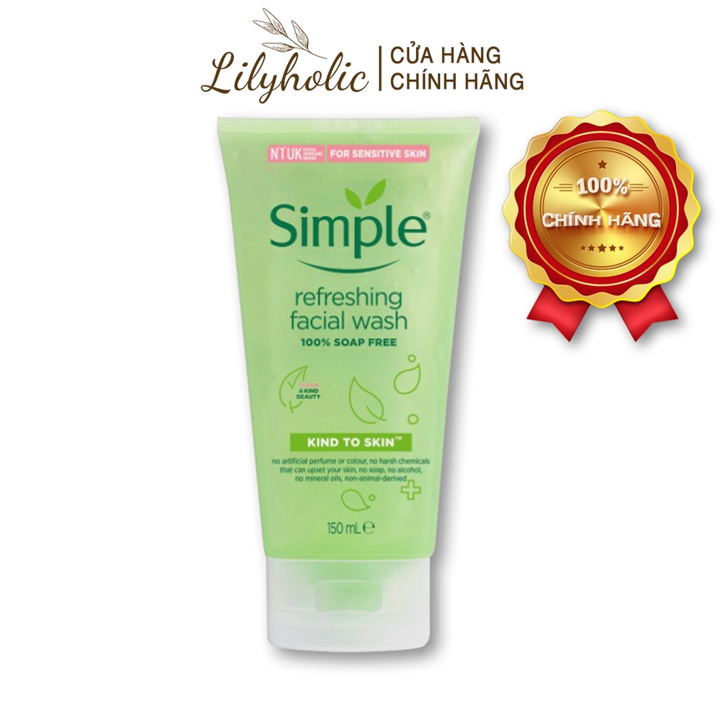 Sữa Rửa Mặt Simple Gel Kind To Skin Refreshing Facial Wash Gel 150ml