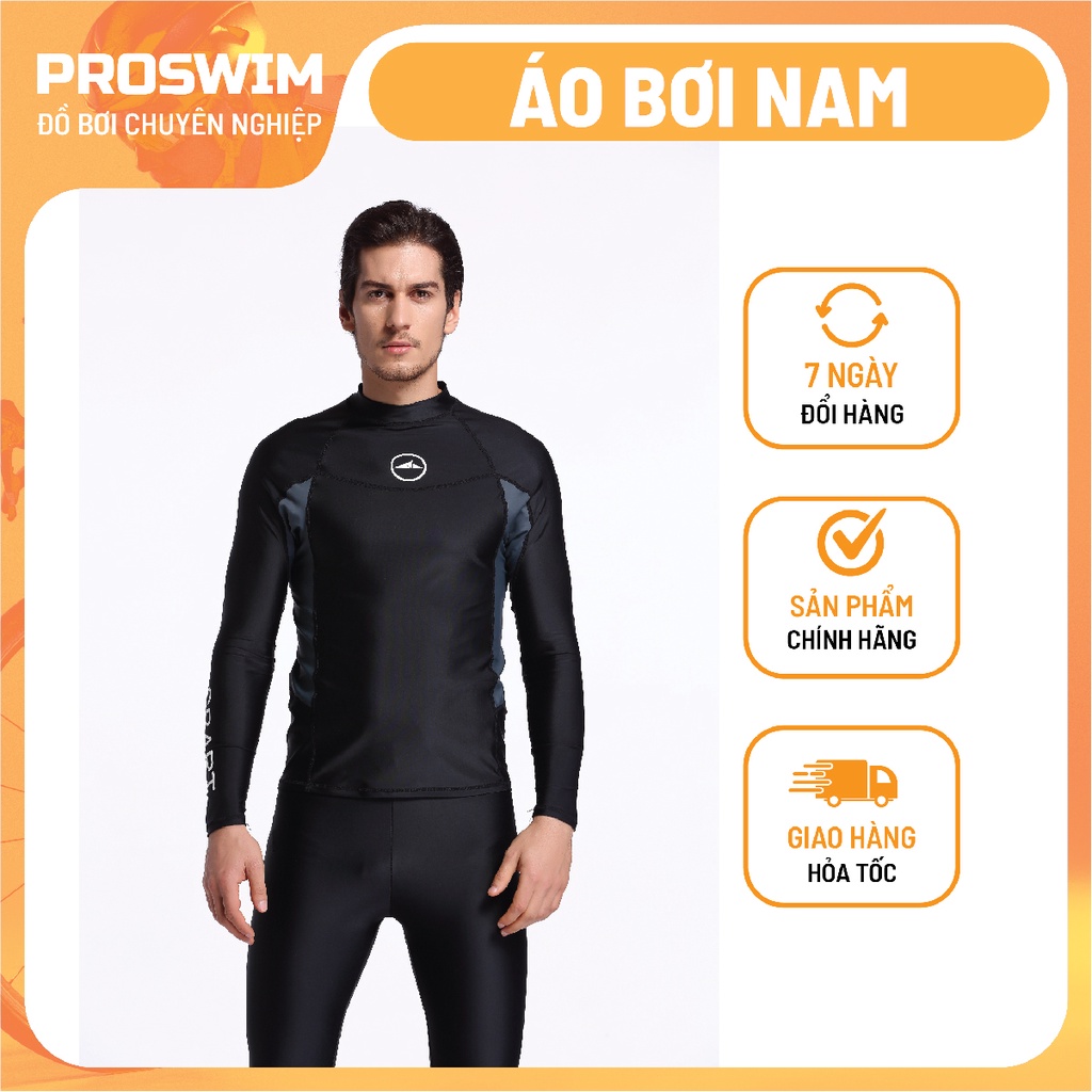 Áo Bơi Nam Dài Tay Chính hãng SBART Chống Nắng Chống UV Vải Spandex Co Giãn 4 Chiều Size 45-100kg