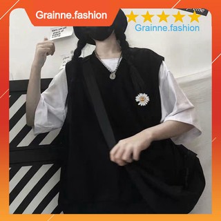 Mới - set tanktop : áo gile bông hoa tia chớp đen mix áo phông crt trắng ulzzang 👗
