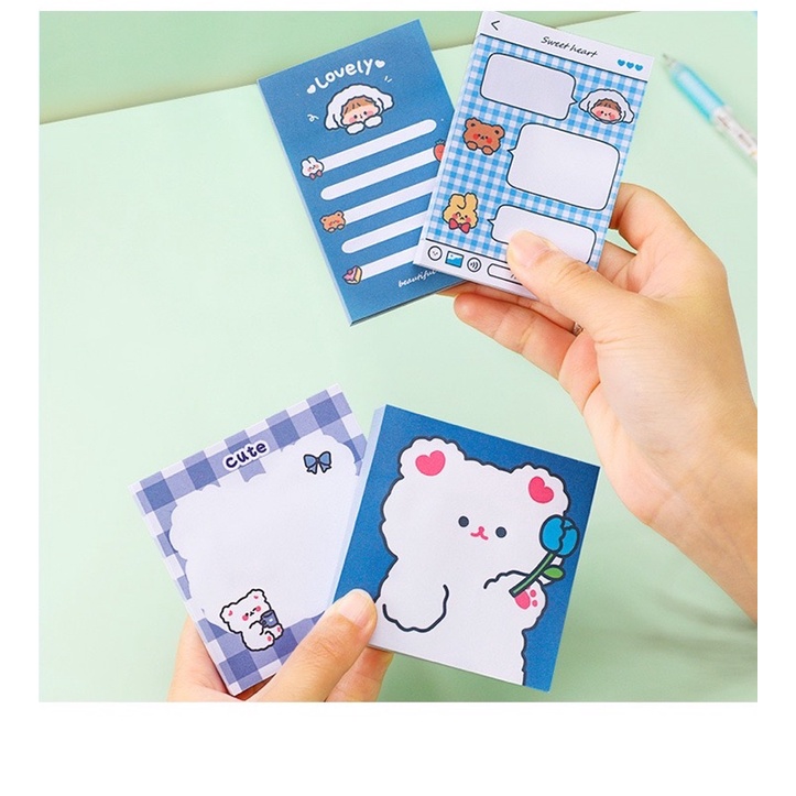 Set 80 note màu xanh cute