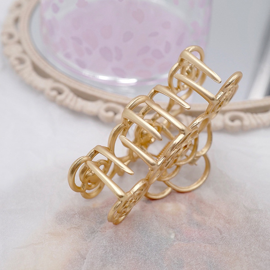 Kẹp tóc đuôi ngựa bằng kim loại hình hoa đính ngọc trai nhân tạo đơn giản phong cách Hàn Quốc