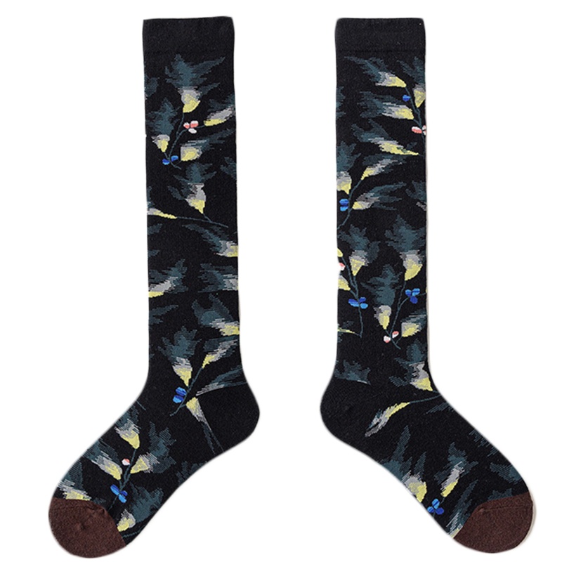 XIXI 1 đôi vớ họa tiết hoa trừu tượng thời trang Hàn Quốc cho nữ