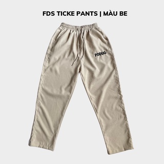 Quần ống rộng nam nữ nhung tăm màu be, dáng rộng thụng phong cách, quần FDs Ticke Pants