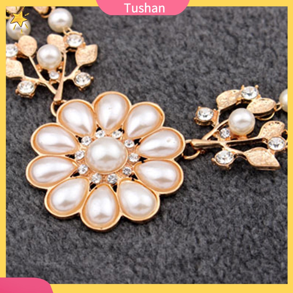 Vòng cổ choker đính ngọc trai giả phong cách Bohemian