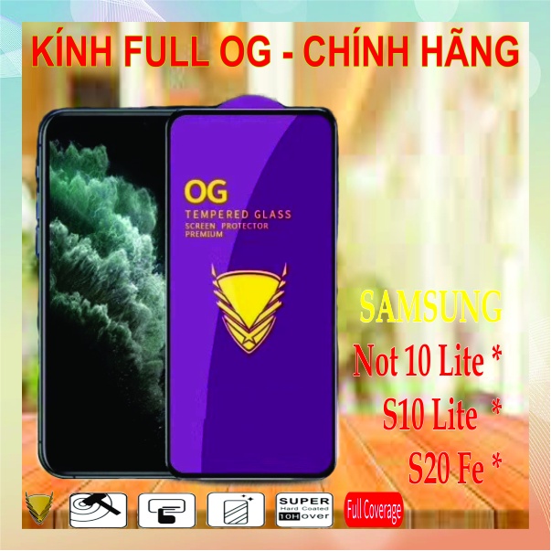 Mếng dán kính cường lực full màn hình, điện thoại samsung not 10 lite - s10 lite - s20 fe (Kính OG)
