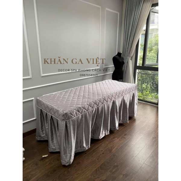 Drap ga phi lụa chần bông giường spa, massage, nail mi, phun xăm