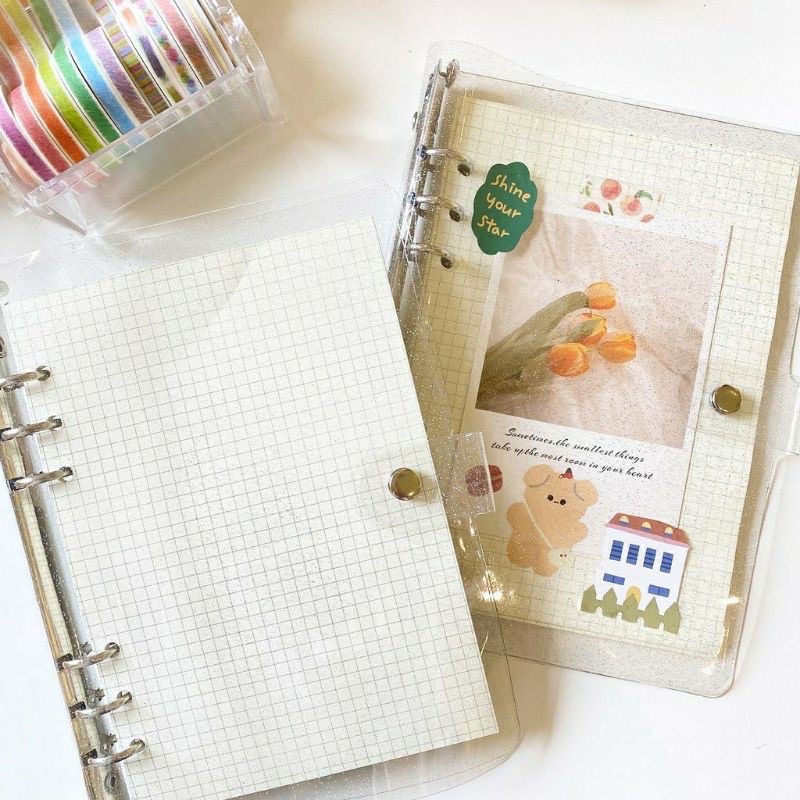Sổ Bìa Còng A5/A6/A7 Bìa Dẻo Bullet Journal Rosy Posy