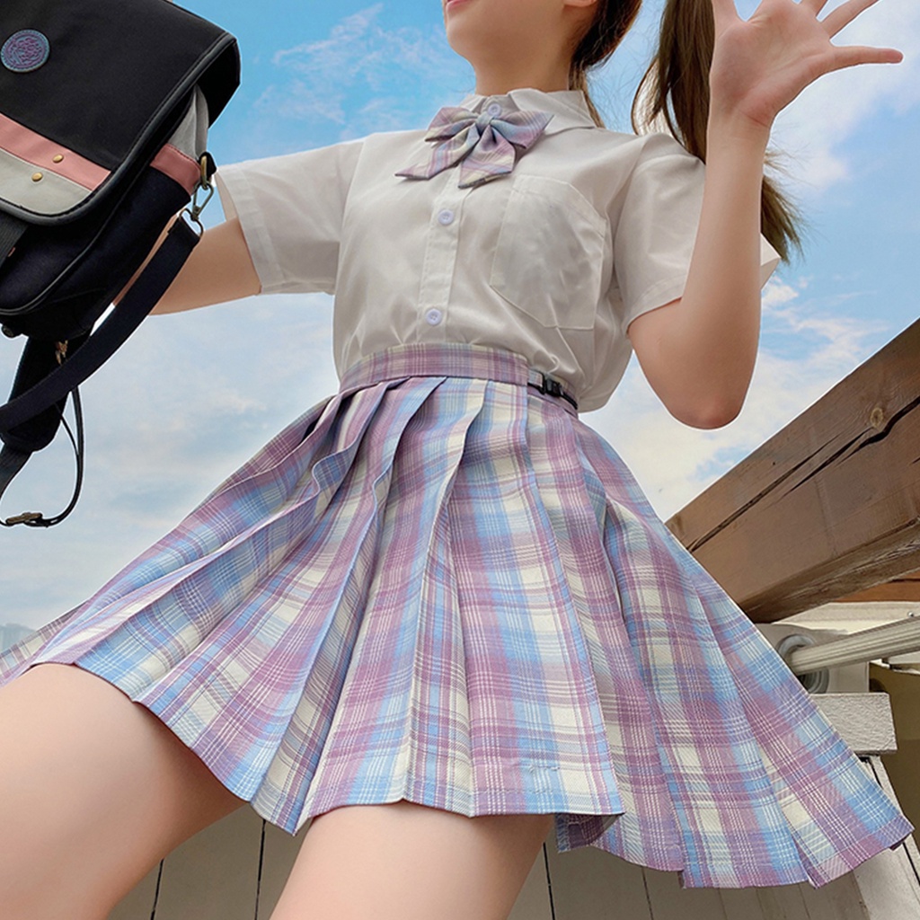 Hormones chân váy xếp ly tennis caro dáng ngắn vintage Thời Trang ulzzang Nhật Bản