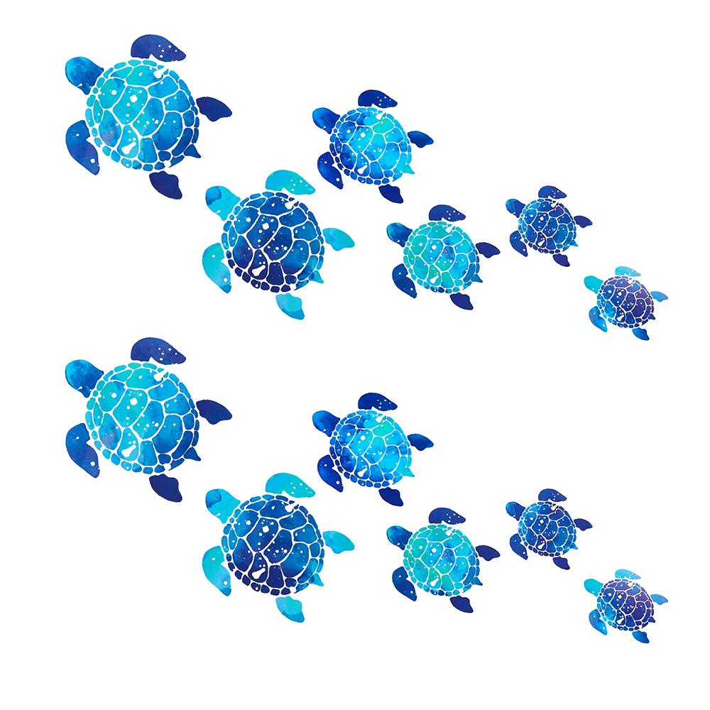 Set 2 / 12 Sticker Dán Tường Hình Rùa Biển Chống Thấm Nước Trang Trí Văn Phòng