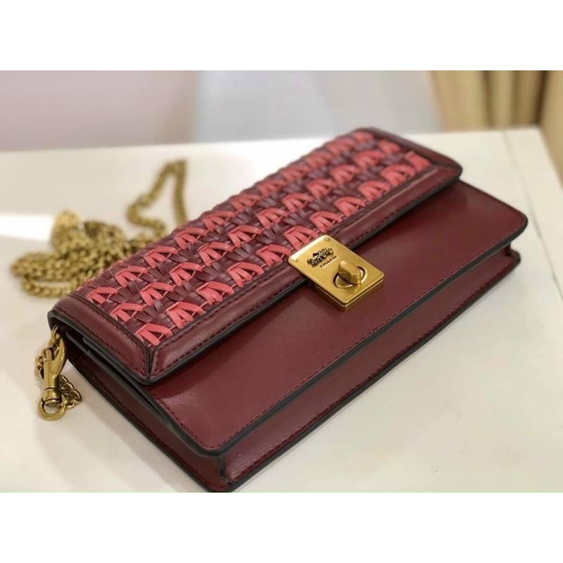 🎀 Sẵn -  TÚI COACH DA CHẦN HUTTON CLUTCH WEAVING 3656