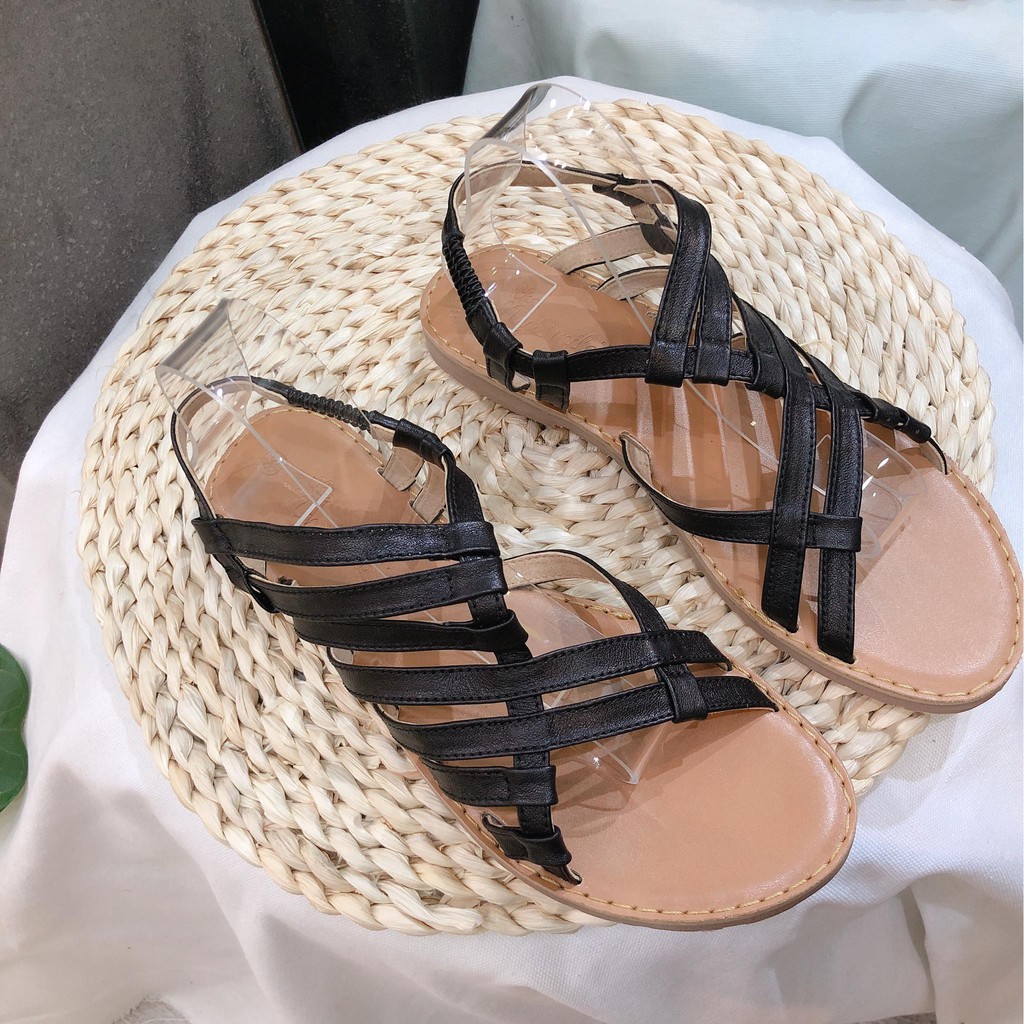 Giày sandal dây da bò khoét eo - THENYSMILE - Hasu