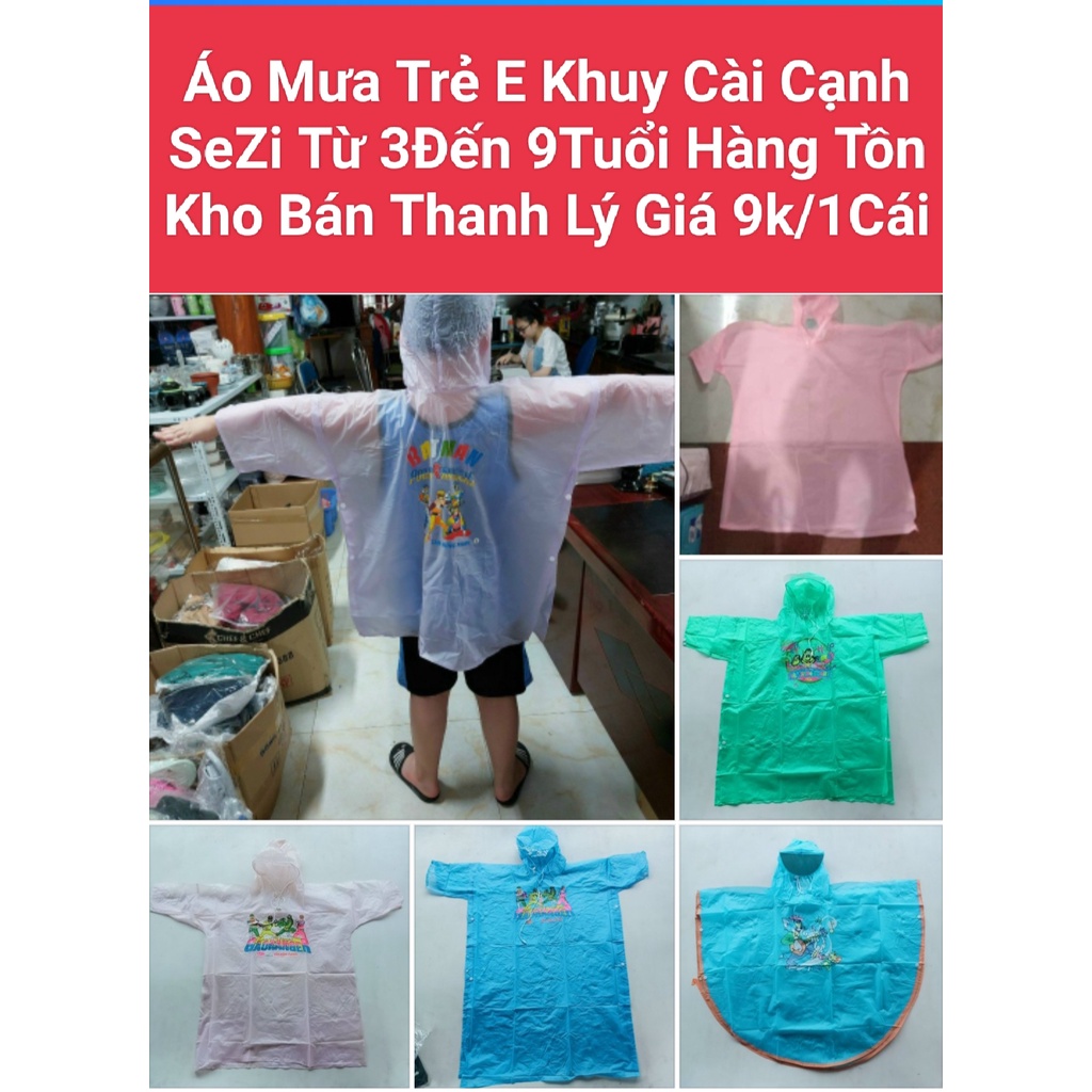 Áo mưa cho bé , áo mưa kiểu khuy cài cạnh thanh lý sezi trẻ em từ 3 tuổi đến 12 tuổi giá 11000₫