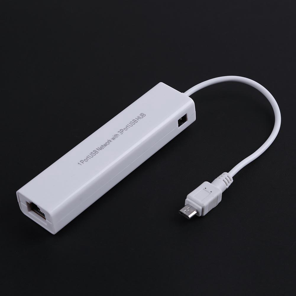 [rememberme]OTG 3 Port USB 2.0 HUB 10/100MB Micro USB to RJ45 LAN Adapter Network Card TN2F