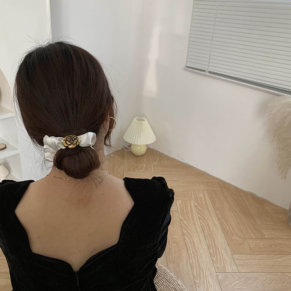 Dây Buộc Tóc Ruy Băng Đính Hoa Trà Đồng Thời Trang Nữ Tính