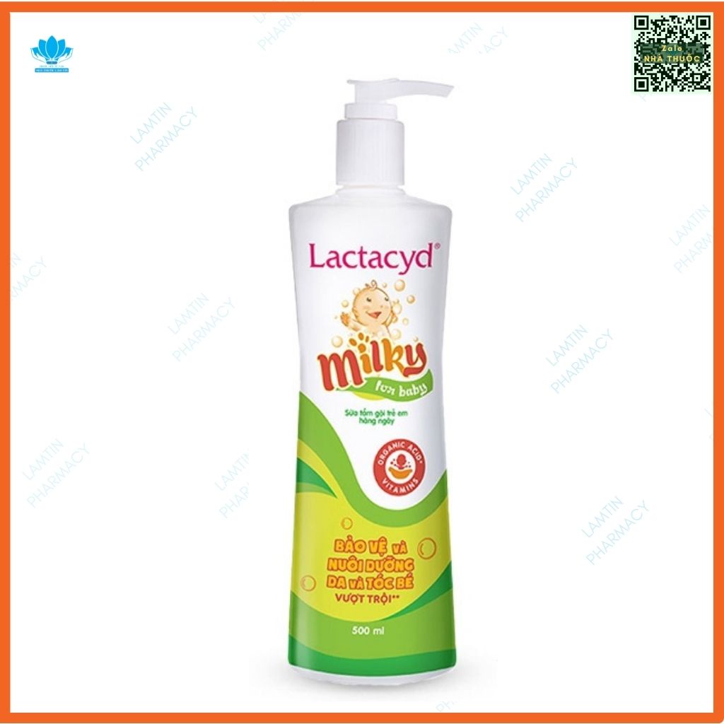 LACTACYD MILKY Sữa Tắm Gội Hằng Ngày Dành Cho Trẻ Giúp Bảo Vệ Dưỡng Ẩm Da Cho Bé Hàng Chính Hãng Chai 250ml, 500ml