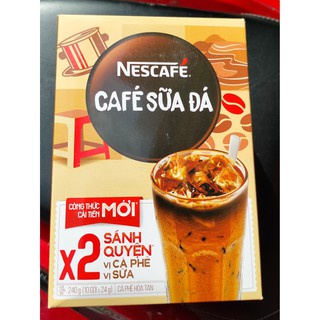 COMBO 2 HỘP CÀ PHÊ HÒA TAN NESCAFE SỮA ĐÁ - hộp ( 10 gói x 24gr)