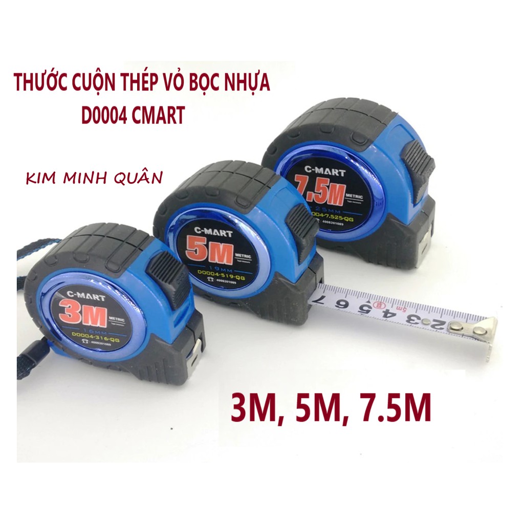 Thước Cuộn Thép Cao Cấp Vỏ Bọc Nhựa Chống Va Đập 3M , 5M , 7.5M D0004 CMART