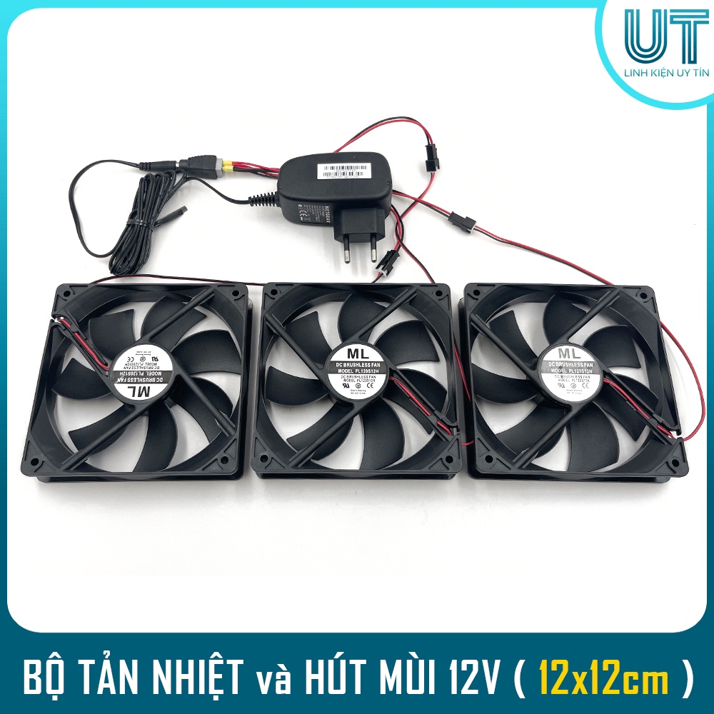 Bộ Combo quạt tản nhiệt và hút mùi 12V 3000 vòng/phút - Tản nhiệt cho máy tính, hút mùi hút khói