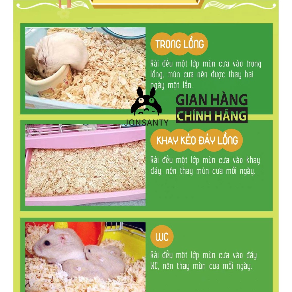 Mùn cưa lót chuồng hamster hãng JONSANTY tạo sự thoải mái lành tính mùn gỗ đã sát khuẩn, sấy khô gói 6LB đến 12LB