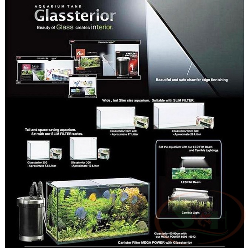 Hồ Kính Siêu Trong GEX Glassterior Tank Mài Cạnh Vi Tính, Dán Giấu Keo - 45 x 30 x 30 cm