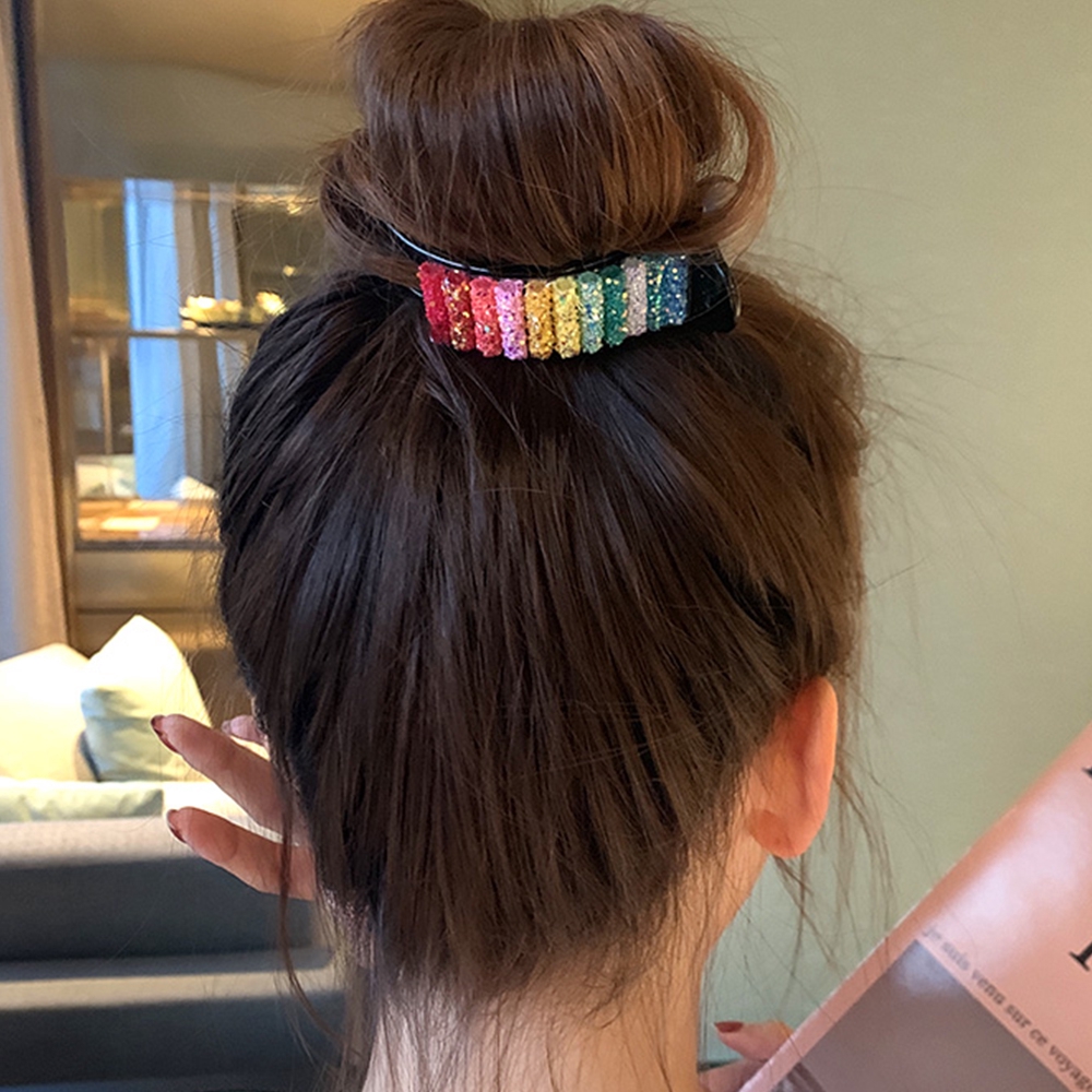 Kẹp tóc trang trí màu cầu vồng thời trang cá tính cho nữ