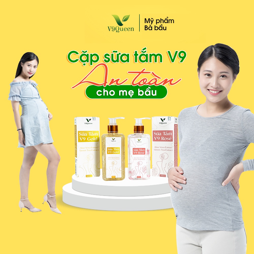 [CẶP ĐÔI] Sữa Tắm Kích Trắng Da, Mùi Hương Trái Cây Dịu Mát - Mỹ Phẩm Bà Bầu V9Queen