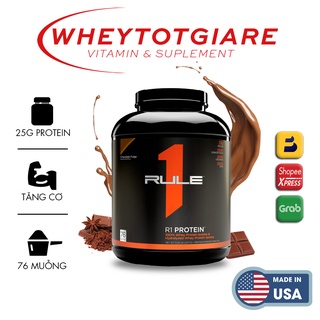 Whey protein rule1 5lbs 76 lần dùng,bổ sung đạm protein tinh khiết - hàng chính hãng