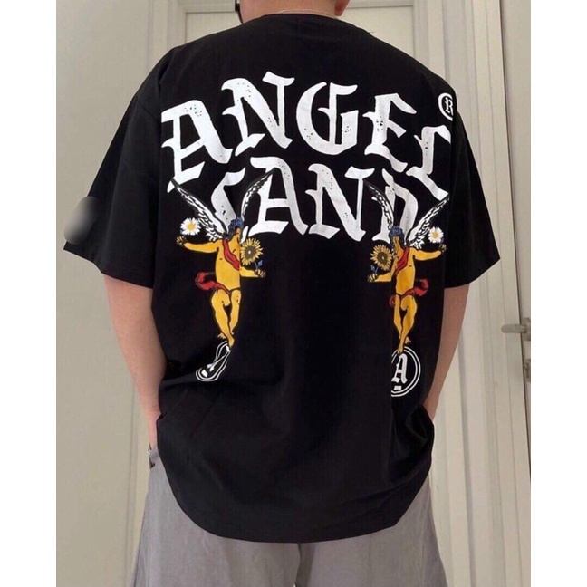 Áo thun cotton tay lỡ dáng rộng unisex Angel freesize 38-65kg