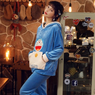 Bộ Đồ Ngủ Bông Pyjamas Tai Thỏ Doremon Doraemon