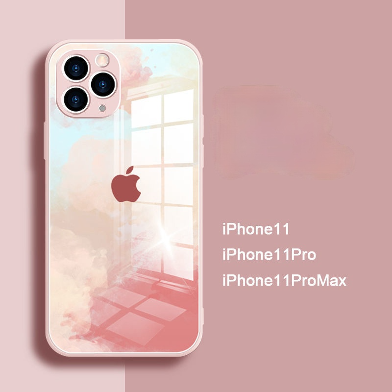 Ốp Điện Thoại Mặt Kính Cường Lực Cho Iphone 11 12 Pro Max 12 Mini