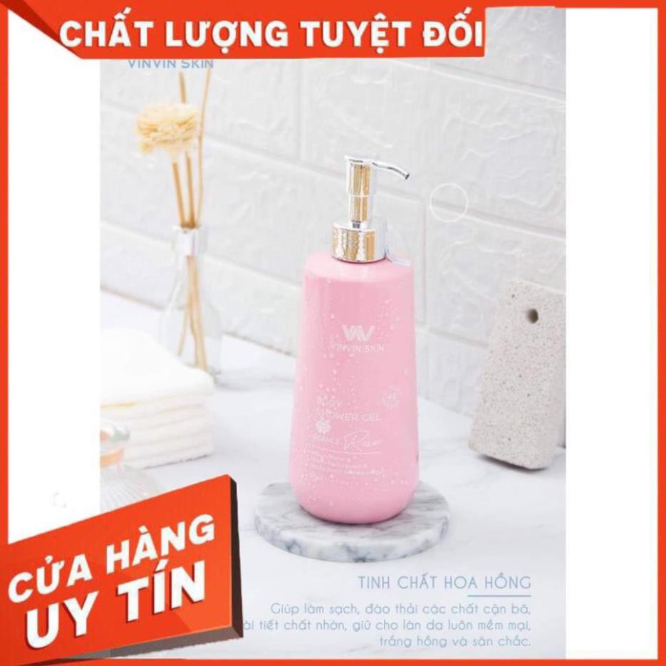 SỮA TẮM DƯỠNG TRẮNG DA HÀN QUỐC CHIẾT XUẤT HOA HỒNG - VINVIN SKIN TRẮNG HỒNG TỪ BÊN TRONG, NGĂN NGỪA LÃO HÓA DA.