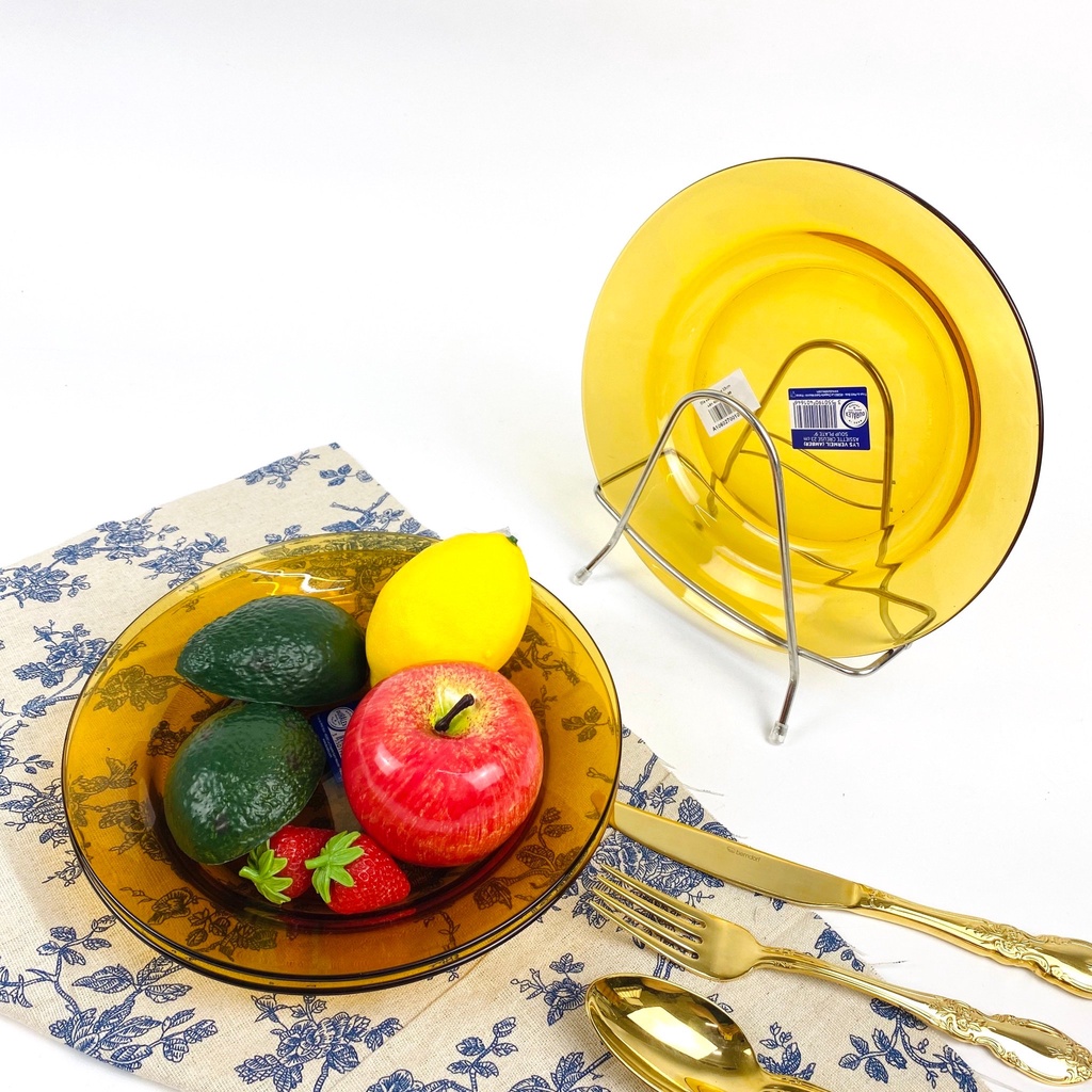 Dĩa thủy tinh D3018D Duralex - Lys vàng Amber -  28cm Thủy tinh cường lực cao cấp Pháp