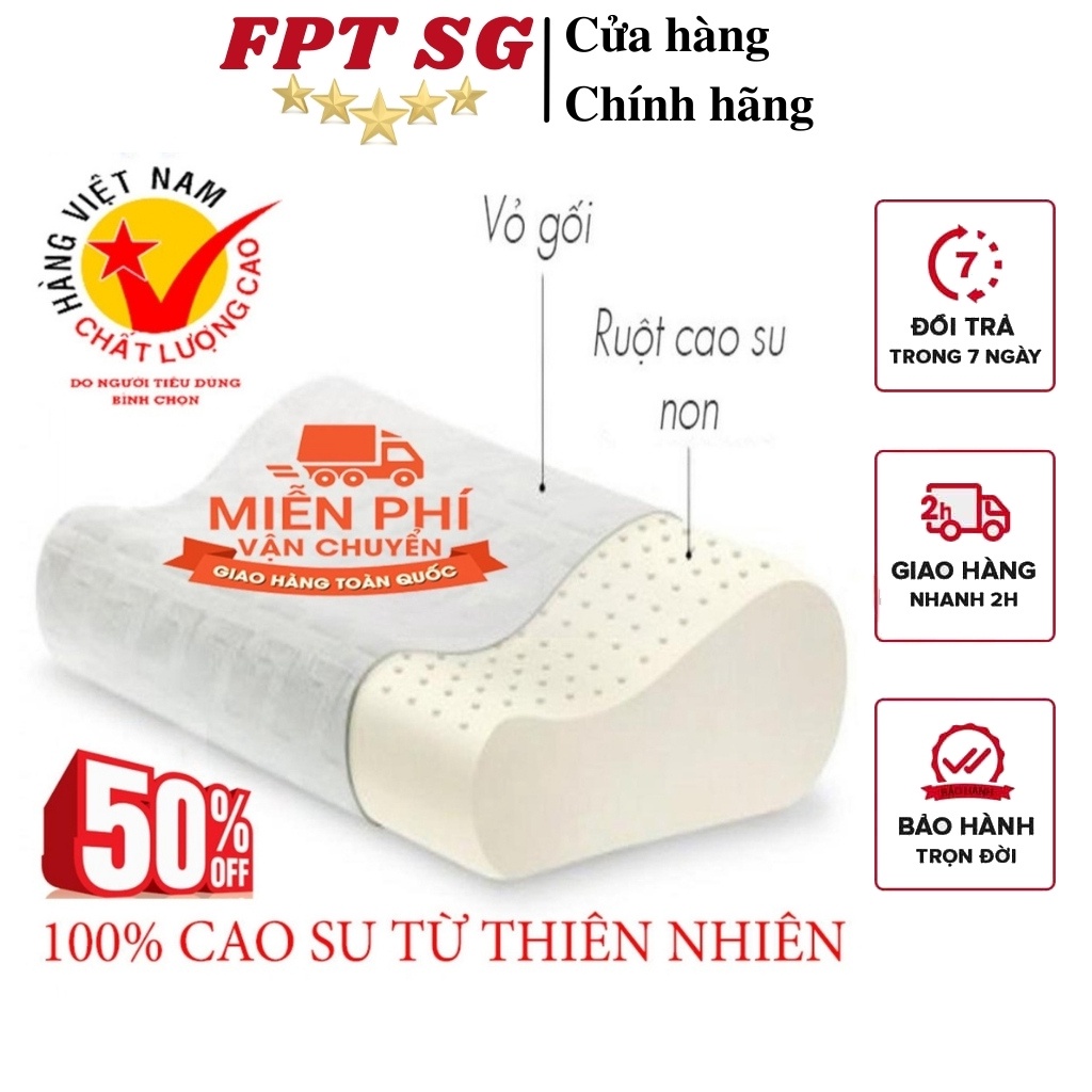 Gối Cao Su Non Cao Cấp - Gối Ngủ Giúp Thư Giãn Đầu Óc, Giảm Căng Thẳng - Hàng cao cấp bảo hành 1 ĐỔI 1