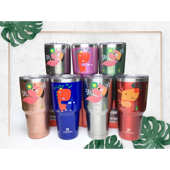 Ly bình giữ nhiệt Zonorm 900ml sơn bóng nắp trượt in hình dễ thương