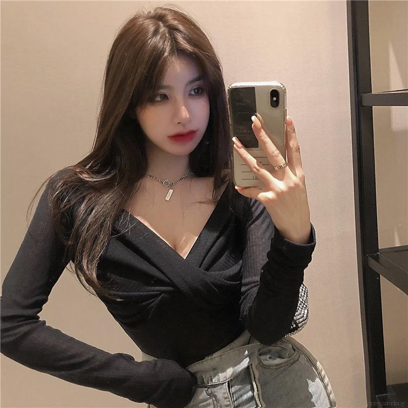Women Super Fire Strapless Sexy Long-sleeved Thin T-shirt | BigBuy360 - bigbuy360.vn
