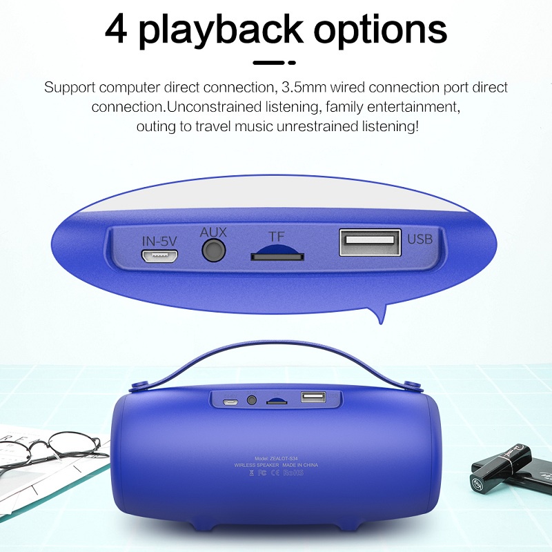 Loa Bluetooth Zealot Không Dây Âm Siêu Trầm Chất Lượng Cao