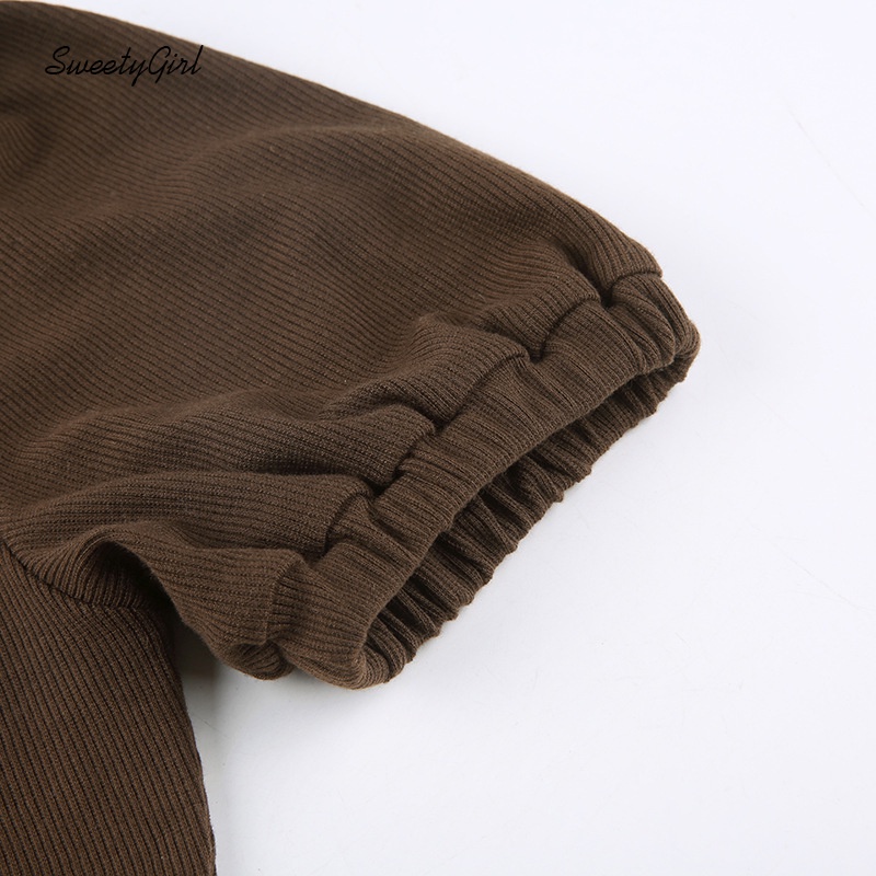 Áo Thun Tay Ngắn Phồng Cổ Chữ V In Chữ Màu Sắc Tương Phản Thời Trang Cho Nữ 2022