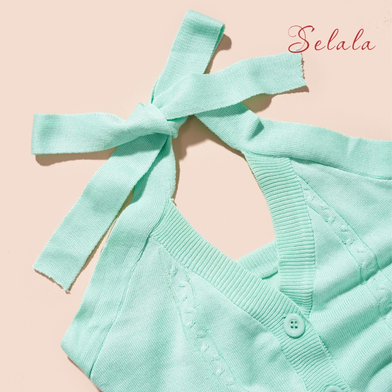 Áo Yếm Khuy Selala Dáng Ôm Cổ Nơ Phối Sexy Siêu Co Giãn Thoải Mái V11