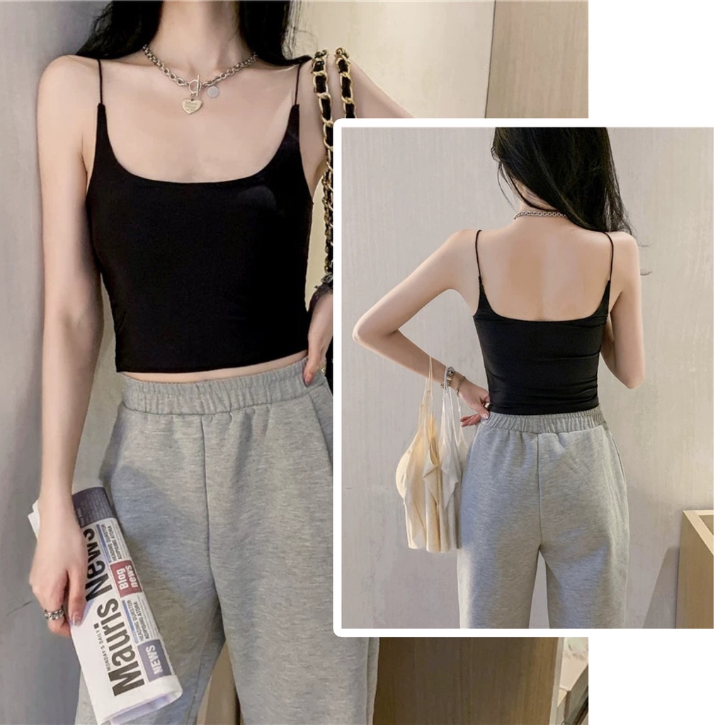 Áo 2 dây đơn mảnh chất su cực đẹp có đệm ngực, dáng croptop thời trang Havana FLA71