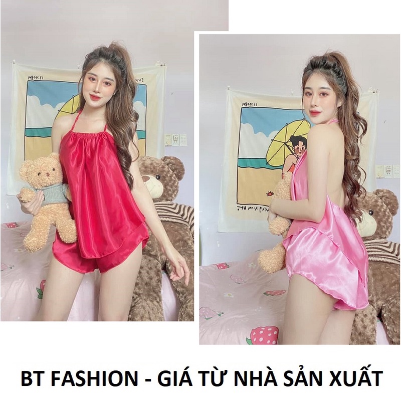 Đồ Bộ Mặc Nhà Vải Phi Bóng Mềm Mát - BT Fashion (Cột Dây - Trơn) - Hình, Video Thật DN01