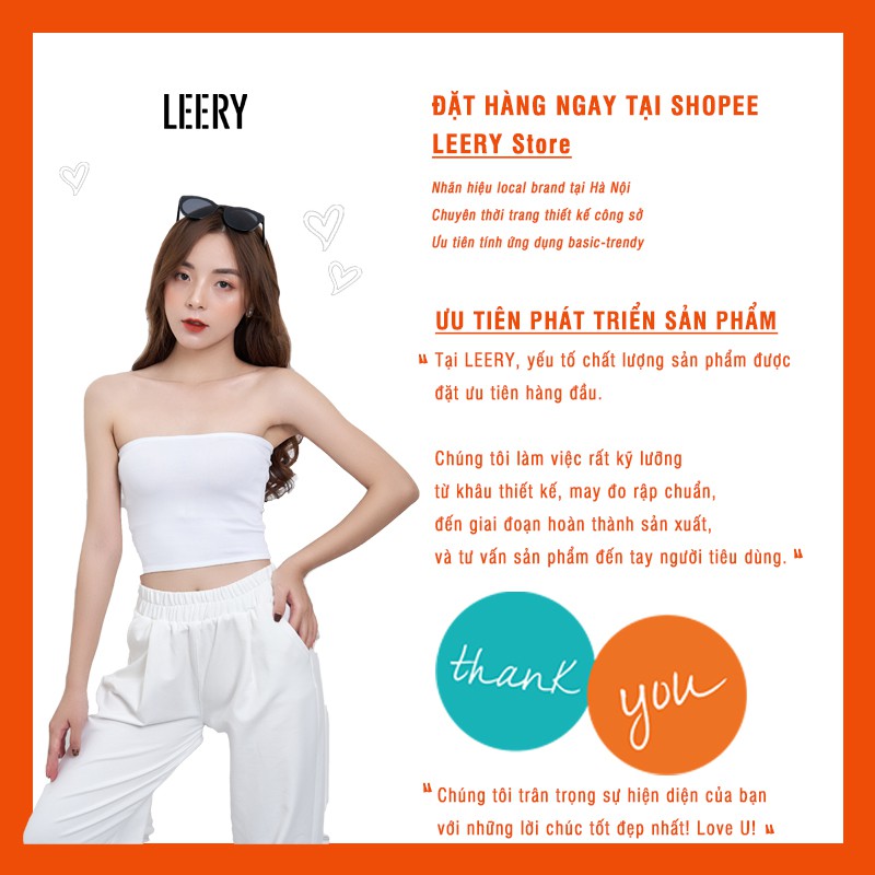 Áo quây ngực LEERY chất cotton co giãn 4 chiều không đệm áo croptop nữ quây ngang trơn ôm body màu đen trắng BRA-02