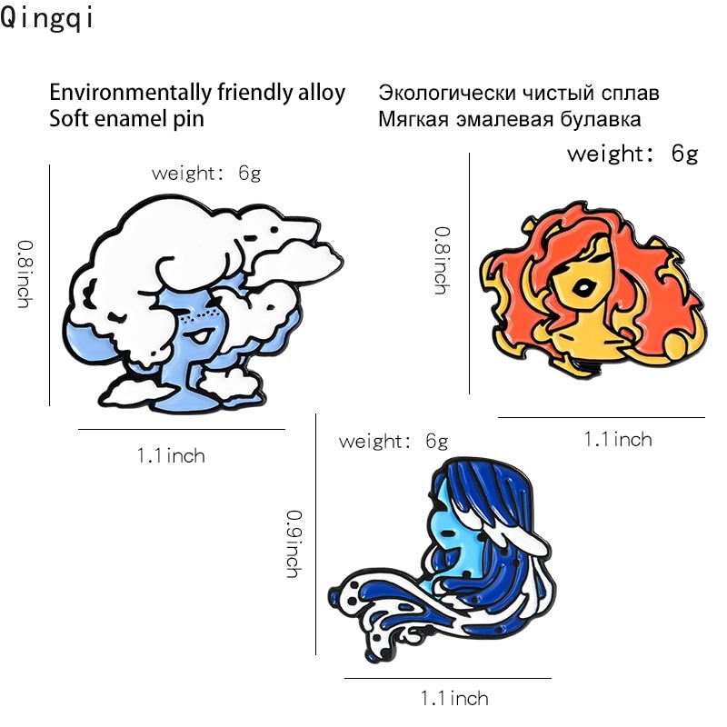 Ghim cài áo Miss Zoe hình cô gái thổi lửa nước mây tự nhiên tùy chọn