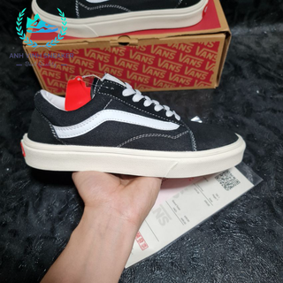 Giày thể thao vans vault đen sọc trắng nam nữ cổ thấp