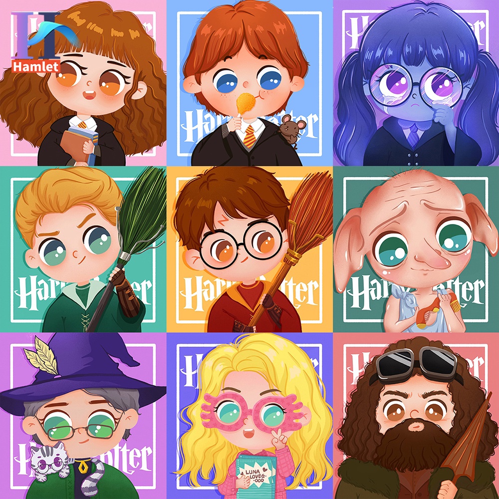Bộ tranh sơn dầu Hamlet tô màu theo số hình Harry Potter làm quà tặng đặc biệt dành cho trẻ em cỡ 20 * 20cm