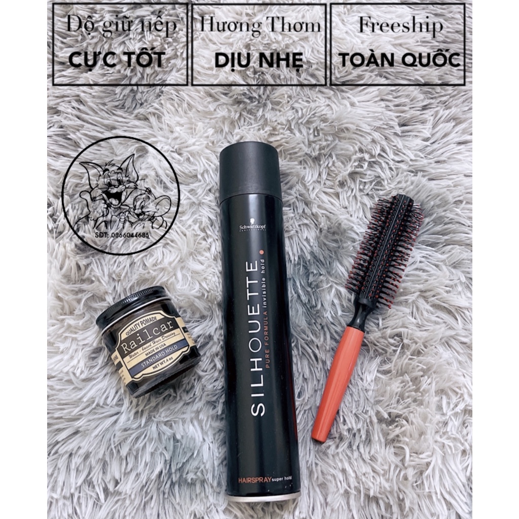 Combo gôm sáp railcan (Giữ nếp Tạo Kiểu) + Tặng lược