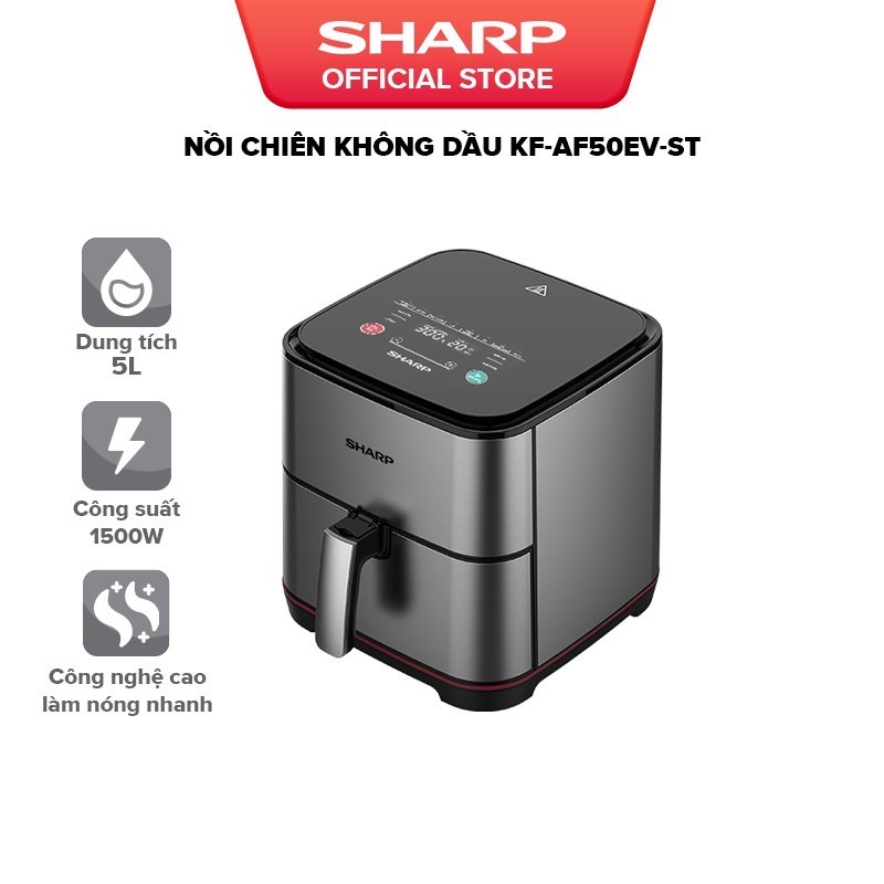 Nồi Chiên Không Dầu Sharp KF-AF50EV-ST Chống Dính 5L [1700W]