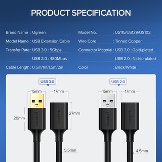 Cáp Nối Dài USB 3.0 Cao Cấp UGREEN US129 (Black)