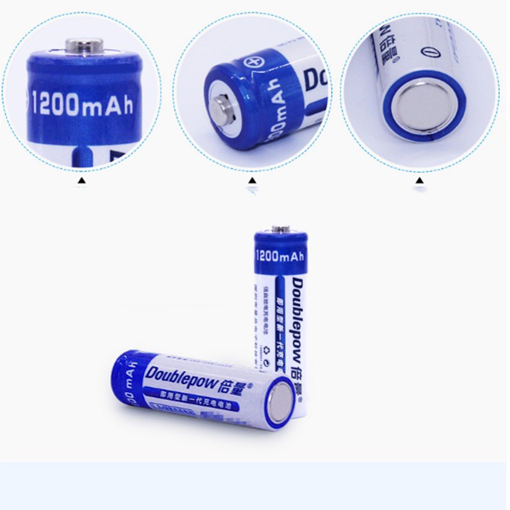 Combo Bộ sạc và hộp 4 viên pin tiểu sạc lại AA 1200mAh cho Microkaraoke, Xe điều khiển....